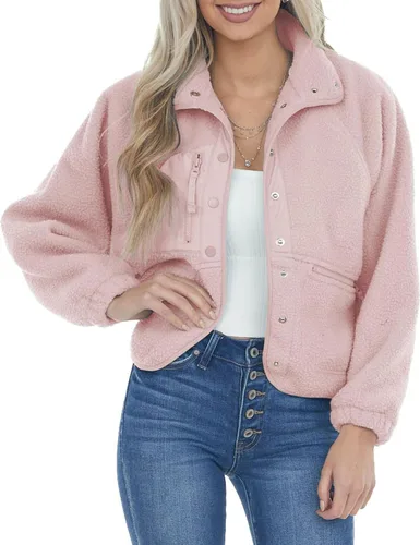 Vista 9 de Aoang Abrigos de invierno para mujer, casual, con solapa, manga larga Verde militar