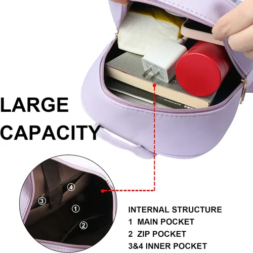 Vista 12 de ZGWJ Mini mochila de cuero con moño, mochila pequeña, linda mochila casual de viaje para niñas y mujeres, M, Mochilas tipo mochila