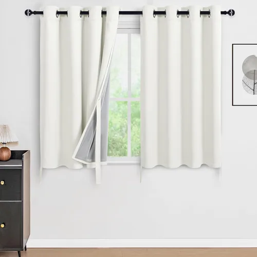 Vista 64 de DWCN - Cortinas 100% opacas para dormitorio con forro negro, cortinas de ventana de doble capa con aislamiento térmico que oscurecen toda la Azul