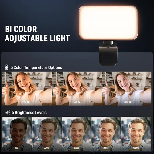 Vista 4 de NEEWER Versión de Nivel de Entrada Luz LED para Selfie, Clip de Plástico para Relleno de Luz en Teléfono para iPhone, 66 LEDs CRI92 Portátil
