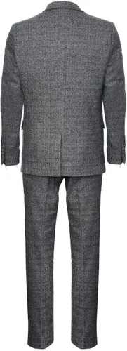 Vista 4 de Traje de tweed clásico de 3 piezas de espiga de espiga gris para hombre