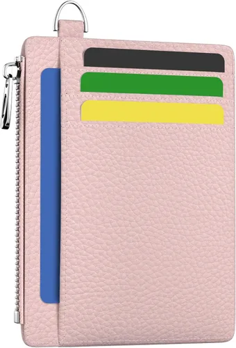 Vista 18 de Hancynir Cartera delgada para mujer con soporte para tarjetas de crédito RFID, pequeña mini funda para tarjetas con bolsillo frontal de PU, cartera
