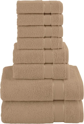 Vista 21 de Elegant Comfort Juego de 8 toallas de algodón de alta calidad, incluye 4 toallas pequeñas, 2 toallas de mano y 2 toallas de baño, 100% algodón