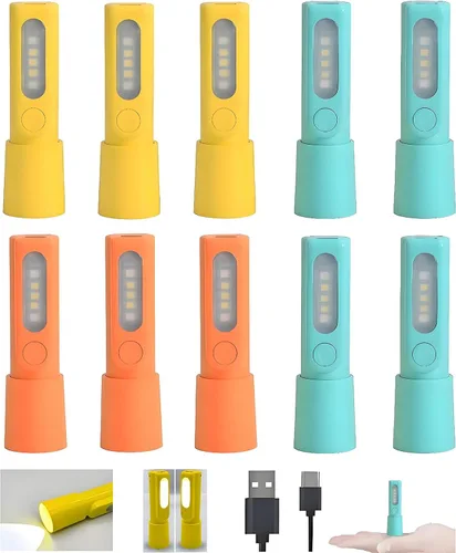 Vista 8 de Paquete de 4 mini linternas LED pequeñas, linternas recargables USB C, linterna combinada de linterna de campamento, linternas ultraligeras con zoom
