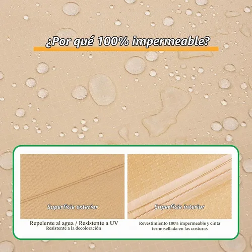 Vista 5 de F&J Outdoors Funda impermeable resistente a los rayos UV para sofá de patio de 2 plazas, resistente, color beige, 58" de ancho x 35" de profundidad