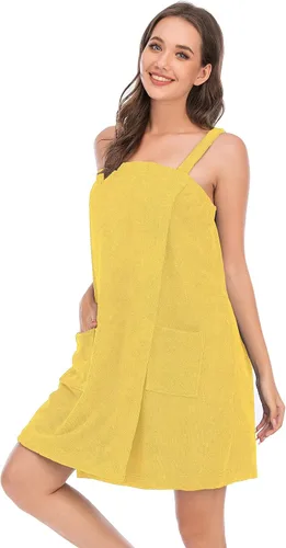 Vista 34 de Veseacky Toalla de baño para mujer con bolsillo, bata de spa ajustable y diadema facial