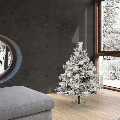 Vista 4 de Vickerman Árbol de Navidad artificial de Cheshire de 4.5 pies de conexión instantánea, mini luces Dura-Lit® transparentes, árbol de Navidad
