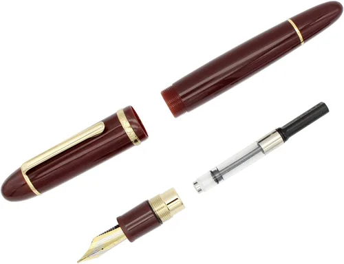 Vista 5 de Gullor Pluma estilográfica de punta fina X159, bolígrafo acrílico de gran tamaño con borde dorado, caja de regalo, color negro