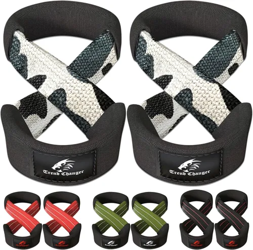 Vista 9 de Figura 8 Correa de elevación acolchada correas de levantamiento de peso muerto resistentes Correas de levantamiento de pesas Strongman Axle Bar