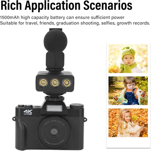 Vista 2 de Cámara digital, enfoque automático 48MP 16x zoom digital 4K Vlogging cámara como un