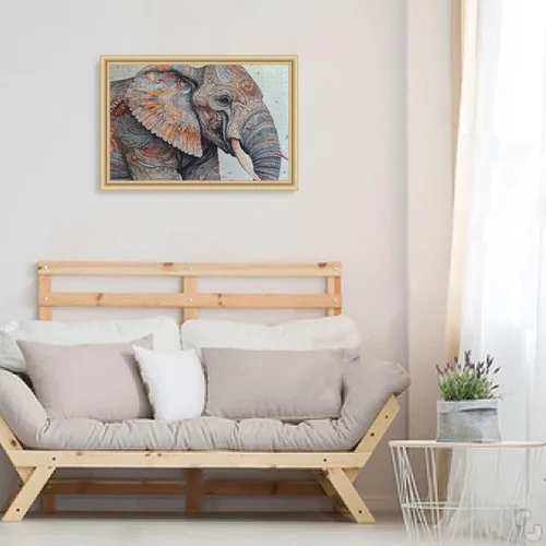 Vista 6 de Rompecabezas de madera de 1000 piezas con estampado de elefante de tótem, Zcon bolsa de almacenamiento con partición del alfabeto, fácil de resolver