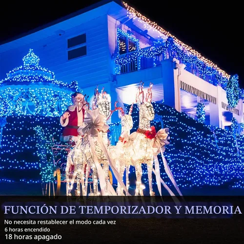 Vista 5 de Aurelema 640 luces LED de Navidad para exteriores, extra largas, 8 modos, impermeables, con 120 gotas, guirnalda de luces colgantes con control