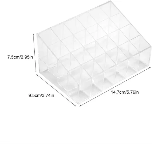Vista 3 de Haofy 24 rejillas transparentes para lápiz labial, organizador de maquillaje y cosméticos, caja de almacenamiento de maquillaje, esmalte de uñas