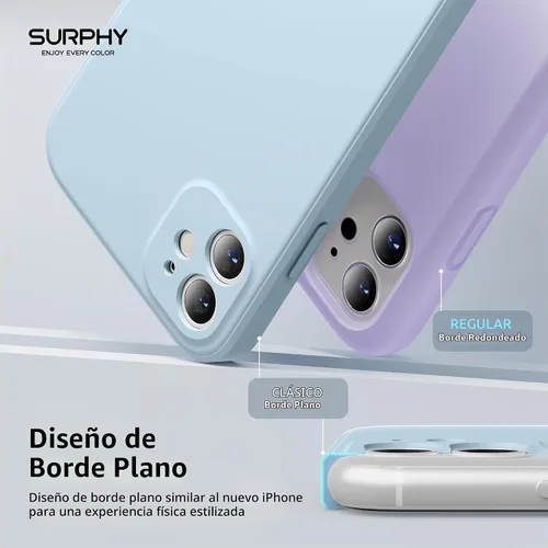 Vista 3 de SURPHY Diseño para Funda iPhone 11 con Protección de Cámara, Diseño Delgado de Borde Recto, Funda de Teléfono de Silicona Líquida para iPhone 11