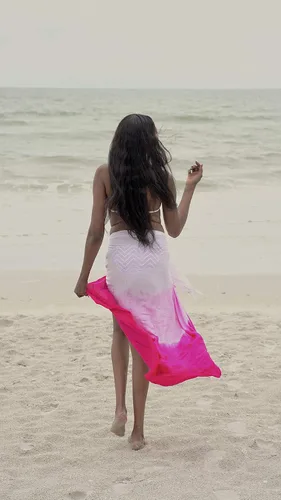 Vista 7 de INGEAR - Pareo largo de playa, envoltura para traje de baño con concha de coco incluida, color azul