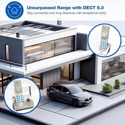 Vista 5 de AT&T DL72219 DECT 6.0 - Teléfono inalámbrico de 2 auriculares para el hogar con conexión a celular, bloqueo de llamadas, pantalla retroiluminada