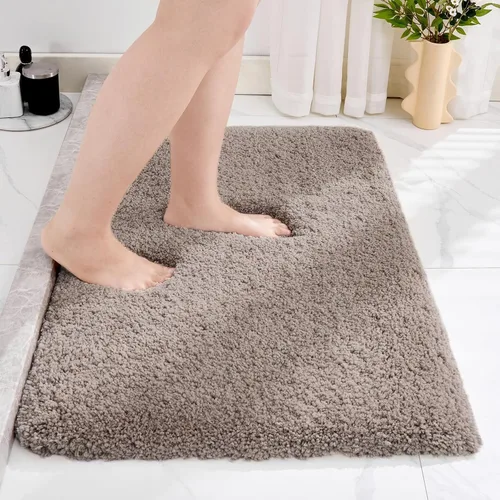 Vista 55 de Disolla - Alfombra antideslizante pequeña y esponjosa para el suelo del baño, lavable, afelpada, para ducha, absorbente, color beige, 17 x 24