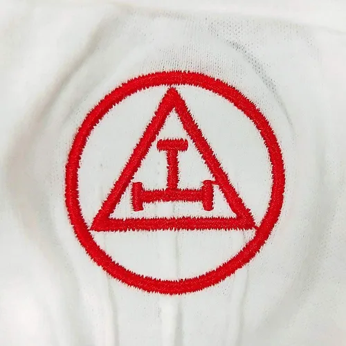 Vista 3 de Guantes de algodón masónicos bordados con arco real masones, Blanco