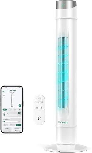 Vista 59 de ZAFRO Ventilador de torre inteligente para dormitorio, ventilador de torre oscilante de 120°, 28 pies/s de alta velocidad, 12 velocidades, 4 modos