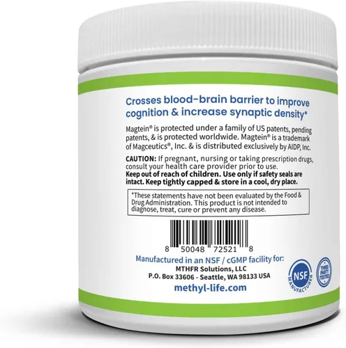 Vista 3 de Methyl-Life MAGTEIN® L-THREONATE Brain Magnesio Polvo – 4.23 oz – 60 porciones