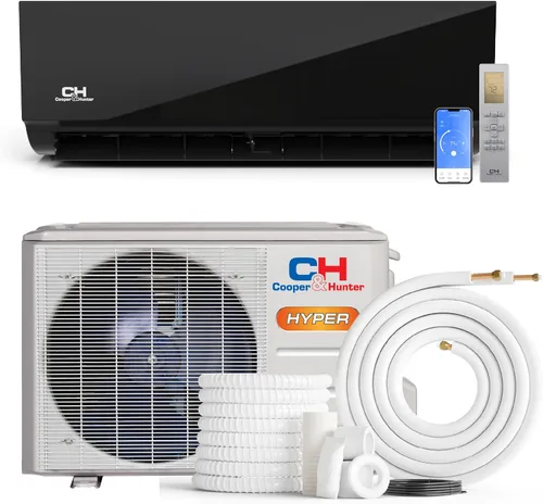 Vista 8 de Cooper & Hunter, Serie Olivia Edición Medianoche, 9.000 BTU, 230 V, 24 SEER, Mini Split de aire acondicionado/calentador sin ductos con kit