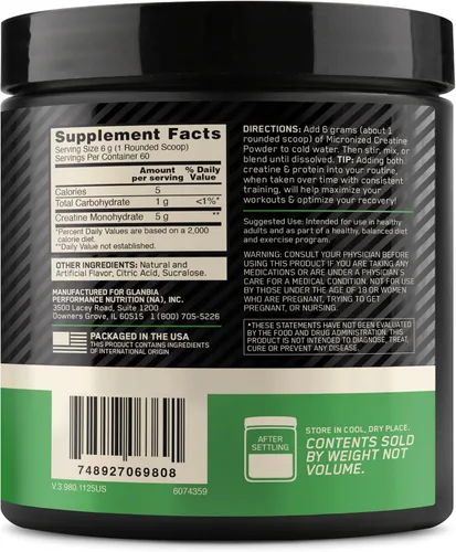 Vista 12 de Optimum Nutrition Monohidrato de creatina en polvo, limonada de arándanos