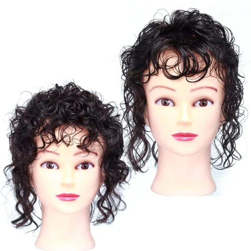 Vista 3 de Peluca de cabello humano ondulado y rizado para mujer, con clip, para cabello fino (marrón y negro)
