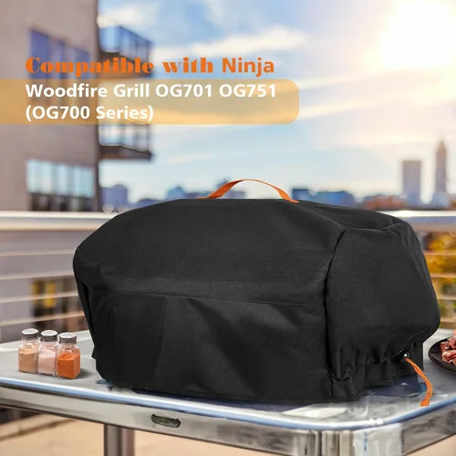 Vista 2 de HODRANT Funda para parrilla compatible con parrilla Ninja OG701 OG751 Woodfire, bolsa de accesorios para parrilla de barbacoa con asa y bolsillo