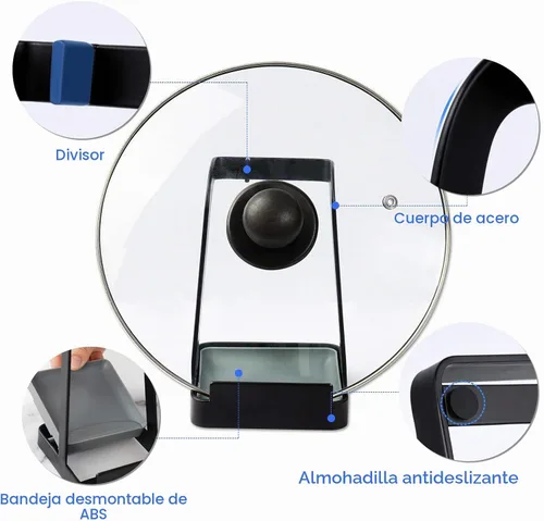 Vista 3 de NiHome Versátil tapa para olla, soporte para cucharón, almohadilla multiusos para espátula, tabla de cortar, soporte para cucharas, utensilios