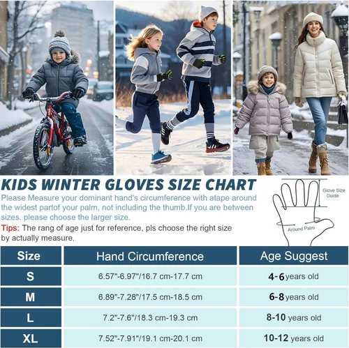 Vista 5 de Sukeen Guantes de invierno para niños, antideslizantes para pantalla táctil, guantes de ciclismo para niños y niñas, guantes ligeros para correr