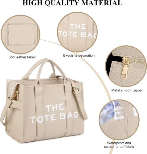 Vista 6 de JQAliMOVV The Tote Bag for Women - Trendy Leather Travel Tote Bag with Zipper Top-Handle Shoulder Crossbody Bag Handbag