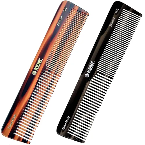 Vista 12 de Kent 16TG Peine de tocador para el cabello, doble diente, grafito fino/ancho para cabello, barba y bigote, peine de peluquería grueso/fino