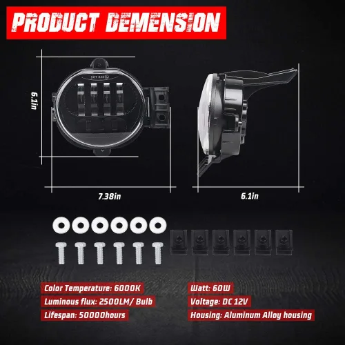 Vista 7 de Luces antiniebla LED compatibles con Dodge Ram 1500 2002-2008, Ram 2500 3500 2003-2009, Dodge Durango 2004-2006, repuesto de montaje de faros