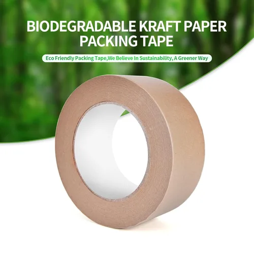 Vista 2 de TAPEBEAR Cinta de papel kraft ecológica, cinta de papel kraft biodegradable, cinta de embalaje writable reciclable, superficie sin revestimiento