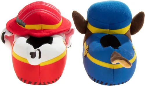 Vista 3 de Nickelodeon Paw Patrol and Sponge Bob Squarepants Zapatos de casa Chase y Marshall para niños pequeños Zapatillas de casa de felpa, ligeras