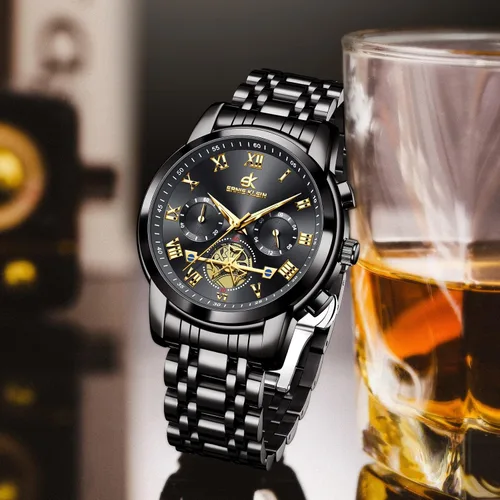 Vista 5 de Men's Watches, Stainless Steel Designer Diamonds Dress Men's Wrist Watch, Fashion Waterproof with Date and Day Analog Quartz Watches, Holiday