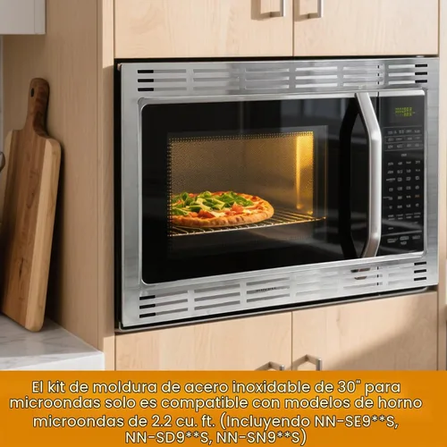 Vista 5 de NN-TK932SS Kit de molduras de 30 pulgadas para hornos microondas de 2.2 pies cúbicos - Compatible con Panasonic, 30 pulgadas, acero inoxidable