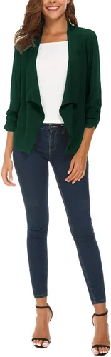 Vista 6 de Blazer ligero de gasa fina con mangas fruncidas para mujer