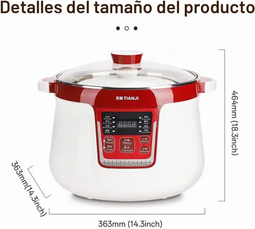 Vista 6 de Olla de guiso eléctrica TIANJI, olla de cerámica para sopa, postres, nido de pájaro, múltiples forros de cerámica, DGD32-32CG