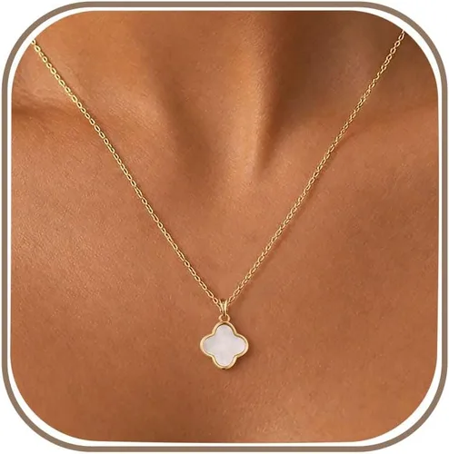 Vista 14 de Delicados collares de oro con trébol para mujer, a la moda, no se deslustra Colver 3