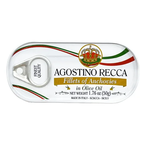 Vista 4 de Agostino Recca - Filetes planos de anchoas en aceite de oliva, (3)- 2 onzas. Latas