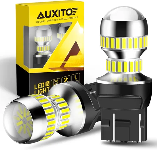 Vista 11 de Auxito Focos LED 3157 mejorados, rojo, 500% más brillantes, 3056, 3156, 3057, 4157, chip 102-SMD, proyector para luces de freno, freno trasero, Rojo