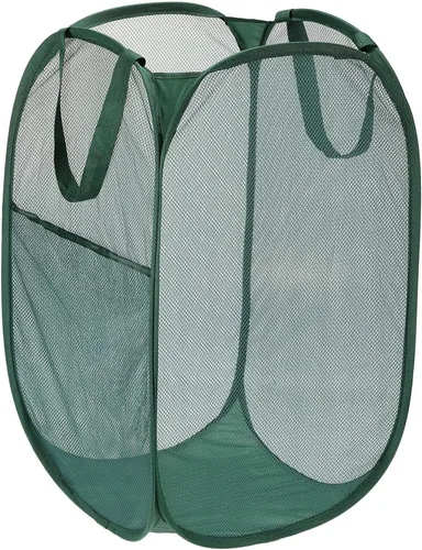 Vista 9 de PATIKIL Cesta de malla para lavandería, bolsa plegable con asas para lavandería, viajes, color negro