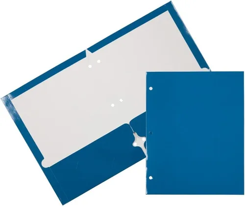 Vista 14 de JAM PAPER Carpetas escolares laminadas de dos bolsillos brillantes con 3 agujeros, color negro, paquete de 3
