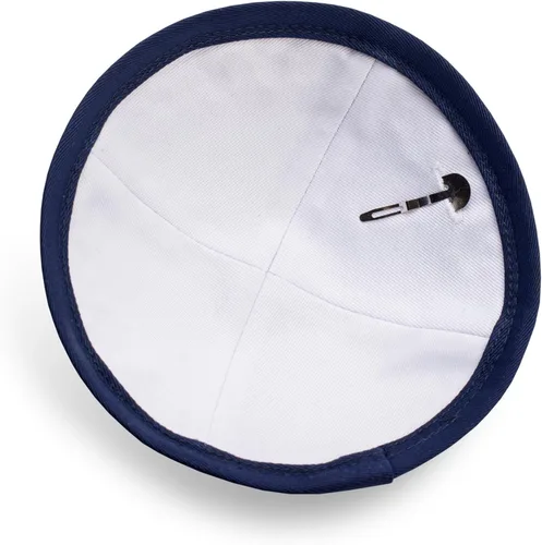 Vista 2 de Algodón Azul Marino Bordado Estrella De David Kippah Yarmulke Judío Yamaka Kippa Cap Judaica