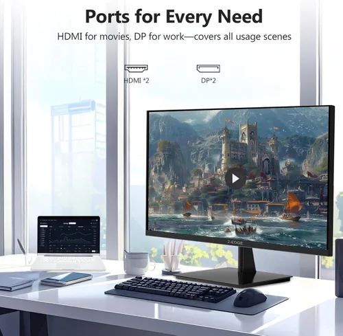 Vista 8 de Z-Edge U27P4K - Monitor de 27 pulgadas 4K IPS Ultra HD 3840x2160, tasa de refresco de 60Hz, monitor de PC para juegos, 100% sRGB, HDMI x 2 y DP x 2