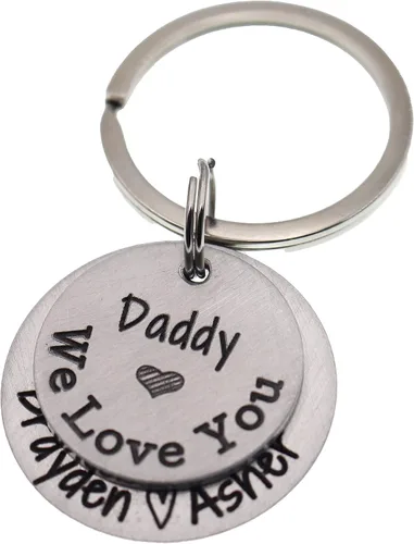 Vista 2 de Personalized Father's Day Keychain - Gift for Dad or Grandpa - Mixed Metal Key Chain