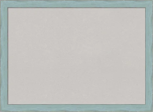Vista 13 de Amanti Art Grey Cork Board for Wall, 14x20 Vision Board with Blue Wood Frame, Small Corkboard Office Decor for Home Organization, Country Rustic