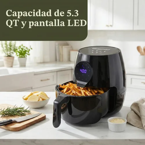 Vista 5 de Elite Gourmet Freidora de aire digital de 5.3 cuartos de galón, 1350 W, sin