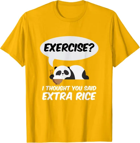 Vista 89 de ¿Ejercicio? I Thought You Said Extra Rice Panda Gift T-Shirt, Negro, S
